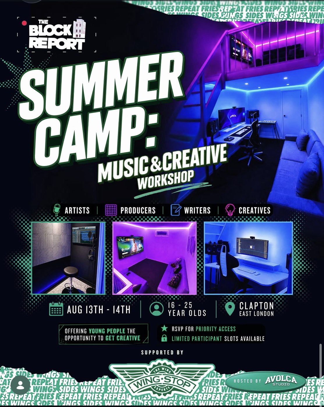 The Block Report Summer Camp poster at AVOLCA Studio